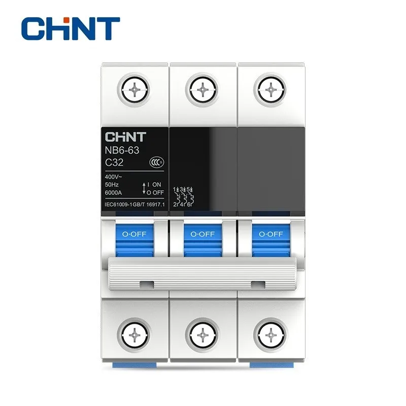 Миниатюрный выключатель CHINT с защитой от перегрузки TaiChi NB6 63 серии 3P Бытовой