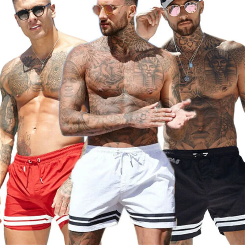 Мужские Летние Шорты хлопковые полосатые пляжные шорты быстросохнущая Тонкий Короткие брюки спортзал фитнес бег спортивные шорты для