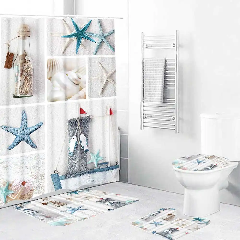 New Waterproof Polyester Shell Sea Memory Shower Curtain Bathroom with 12 Hooks Pedestal Rug Lid Toilet Cover Bath Mat Set
New Waterproof Polyester Shell Sea Memory Shower Curtain Bathroom with 12 Hooks Pedestal Rug Lid Toilet Cover Bath Mat Set