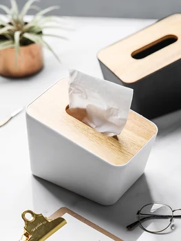 

Japanese style simple wooden lid towel box living room household vertical paper tissue storage box napkin holder wood cover