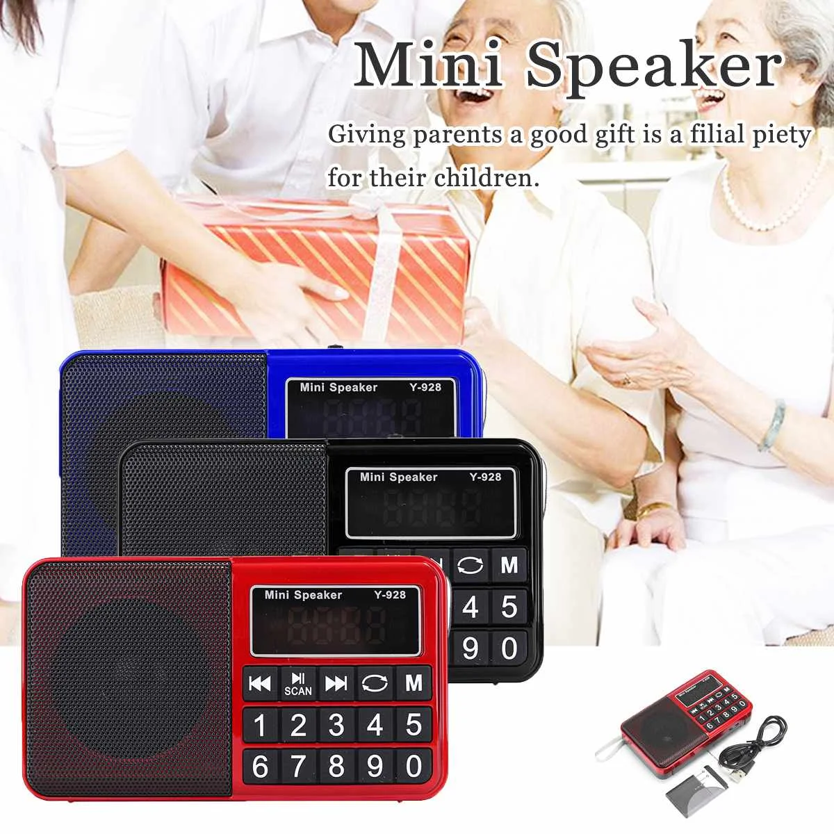 

KINCO Portable for Pocket Digital AM FM Radio Receiver Speaker Micro SD TF Mp3 Player with Light and Rechargeable Battery