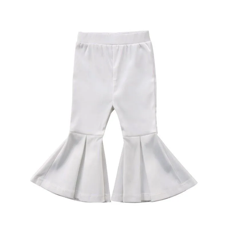 Toddler Infant Baby Kids Girls High Waist Wide Long Flared Bell Babe Bottom Pants Solid Fashion Flare Pants 2T/3T/4T/5T/6T/7T