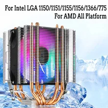 4-контактный светодиодный кулер для процессора, 4 тепловые трубки с двумя башнями, 12 В, кулер, охлаждающий вентилятор, радиатор для Intel LAG 1155 1156 775 AMD Socket AM3/AM2