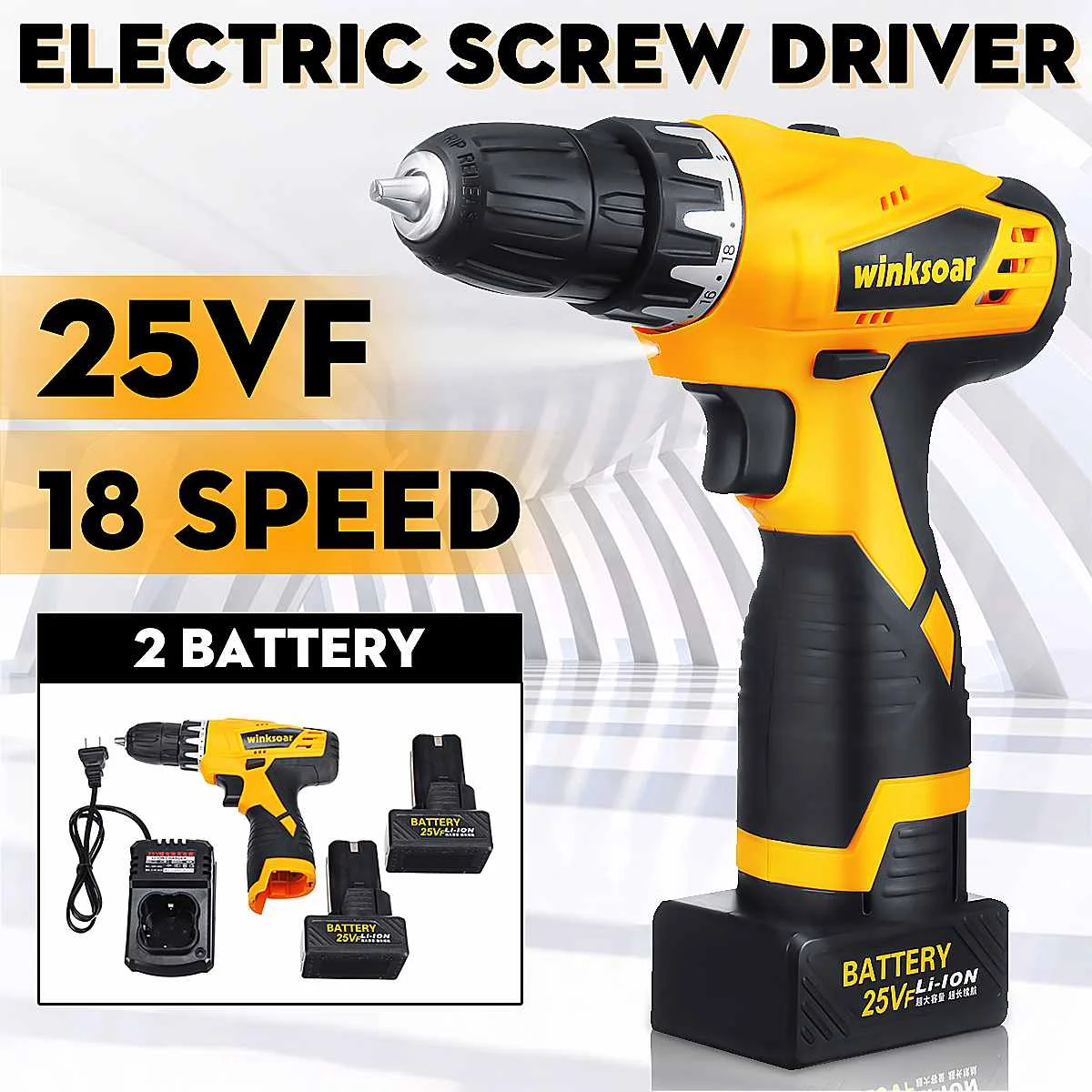 

220V Electric Screwdriver lithium parafusadeira Rechargeable Electric Drill Cordless Screwdriver 2 Batteries Handheld Power Tool