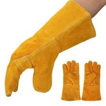Пара Коровы сплит кожаные перчатки сварочные Жаростойкие перчатки для безопасности работы желтый