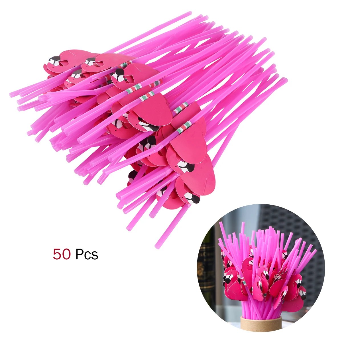 100 шт тропические соломинки Луау Свадебный Гавайский зонтик Фламинго цветок