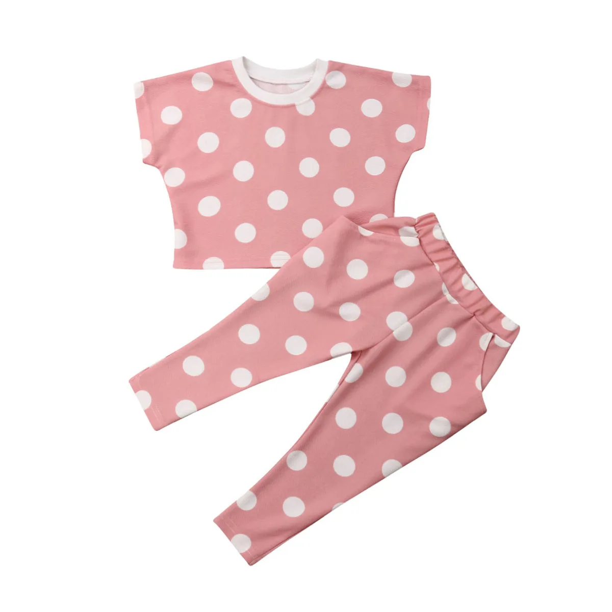 

Baby Girl Clothes Casual Short Sleeve Floral and Dot Pattern Crop Top+ Loose Long Pants Outfits Kids Girl Summer Clothes Set