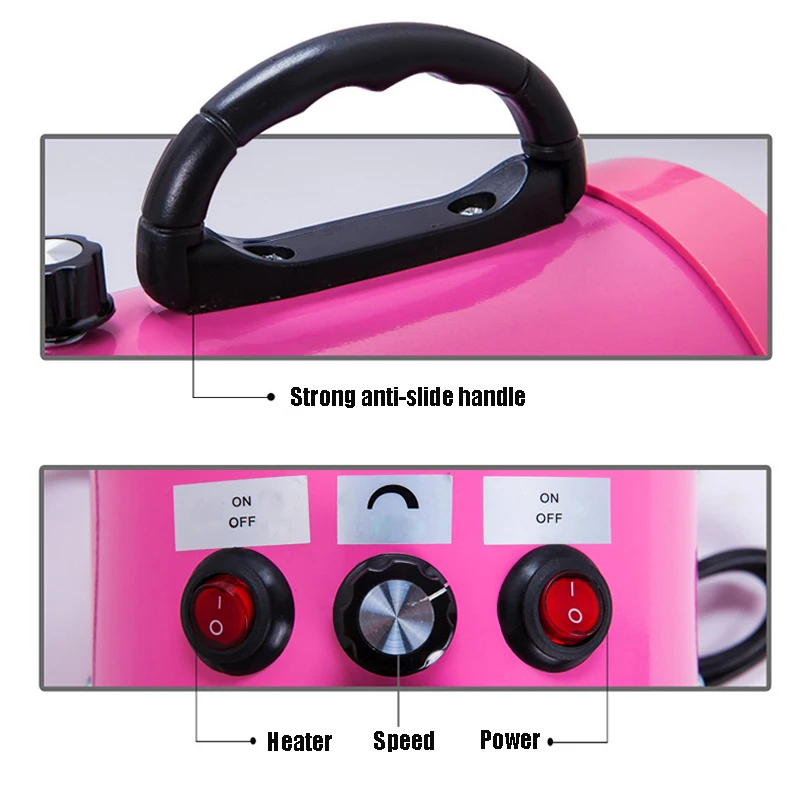 Розовый/Черный 2800 Вт 220 В низкая шум фен для домашних питомцев Груминг Собак и котов сушилка нагреватель регулируемый воздуходувы 3 шт. насадки 2 м кабель