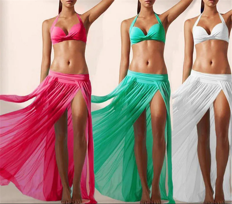 

5 Color Select Women Beachwear Cover-up Slit Skirt Bikini Bottoms Beachwear Bathing Suit Swimsuit Cover-ups Ladies Summer Smock