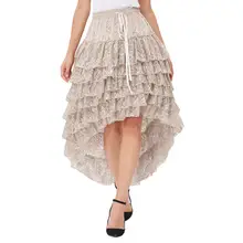 Лолита многослойная шикарный дизайн высокая низкая юбки Горячие Для женщин Дамы Amelia Готический стимпанк кулиска на талии Плиссированное