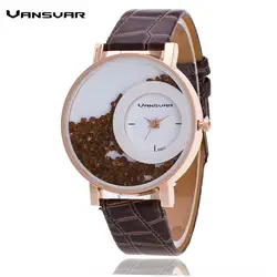 Vansvar бренд для женщин со стразами наручные часы классический кожаный ремешок браслет часы Лидер продаж роскошные женские часы Montre Femme
