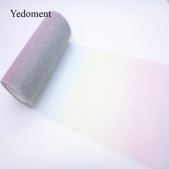 

10Yards/roll 6" 15cm Rainbow Glitter Tulle Roll Organza Tutu Skirt Fabric DIY Party Supplies Home Wedding Decoration LW190311