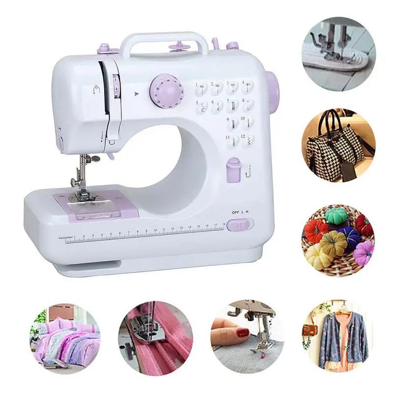 

Mini 12 Stitches Sewing Machine Household Multifunction Double Thread And Speed Free-Arm Crafting Mending Machine US/UK/EU Plug