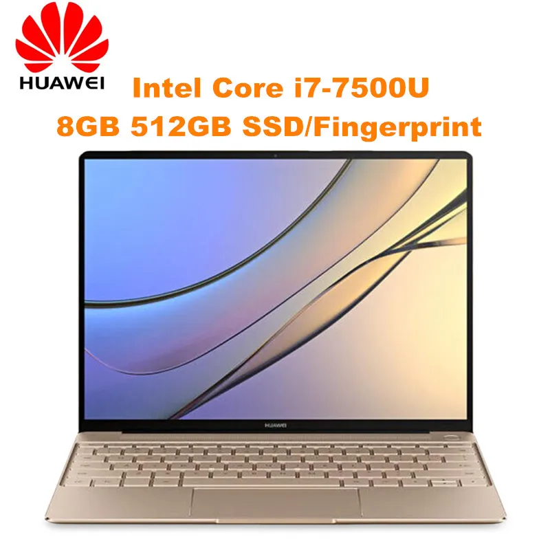 HUAWEI MateBook X ноутбук Intel Core I7 7500U Dual Core 8 Гб оперативная память 512 SSD 2160x1440 13 дюймов FHD экран распознавания отпечатков пальцев