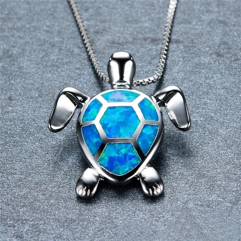 

Blue Opal Turtles Necklace Fashion Animals Shape Women Jewelry Pendants