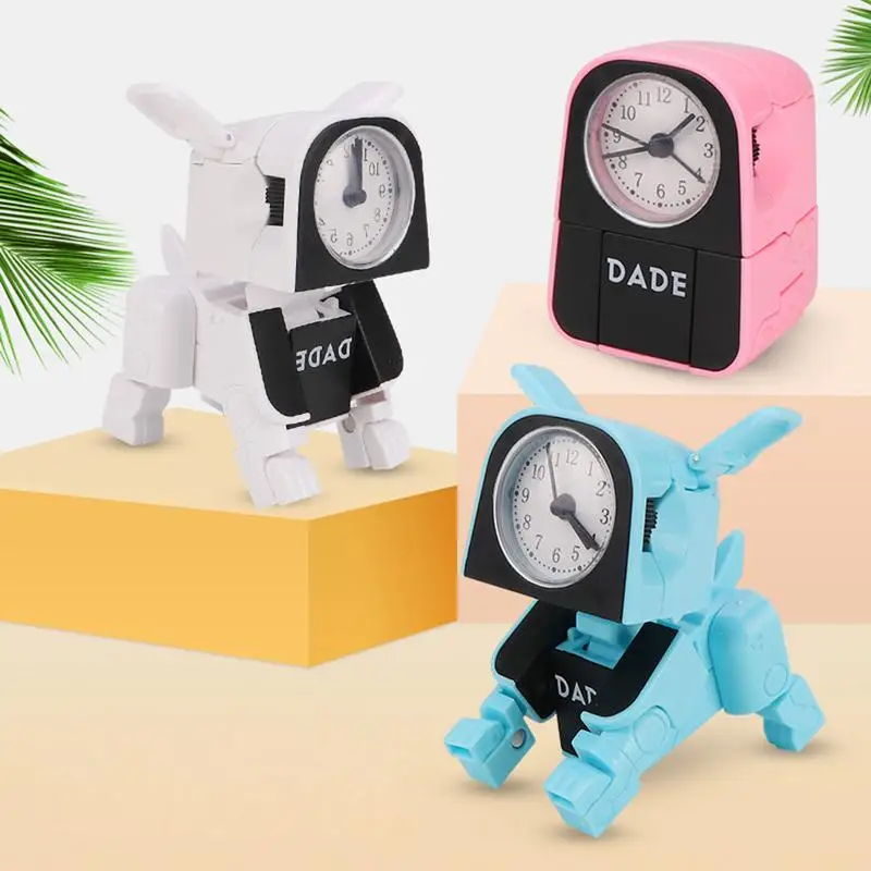 Manually Deformed Mechanical Dog Small Alarm Clock Innovative Mini