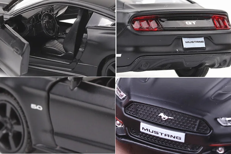 1:36 сплав Матовый Черный Ford Mustang оттяните назад ретро автомобиль Игрушечная машина