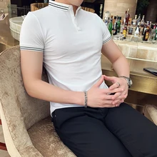 Лидер продаж, модная летняя мужская рубашка поло, высокое качество, приталенная Мужская рубашка поло с коротким рукавом, повседневная мужская рубашка поло, Мужская Уличная одежда 4XL