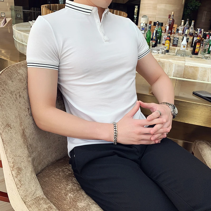 

Hot Sale Fashion 2019 Summer Men Polo Shirt High Quality Slim Fit Polo Shirt Men Short Sleeve Casual Polo Homme Streetwear 4XL