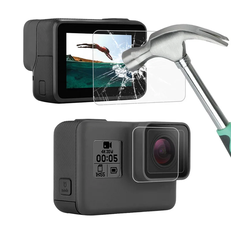 

Ultra Clear Tempered Glass LCD Screen Protector Film + Lens HD Screen Protector for GoPro HERO(2018) /7 Black/Hero 6/Hero 5
