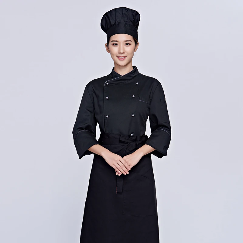 Рабочая одежда шеф повара с длинными рукавами для отеля кухни рабочая черно