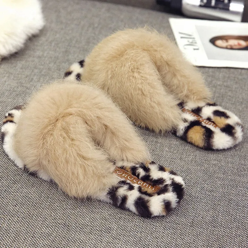leopard fur slippers