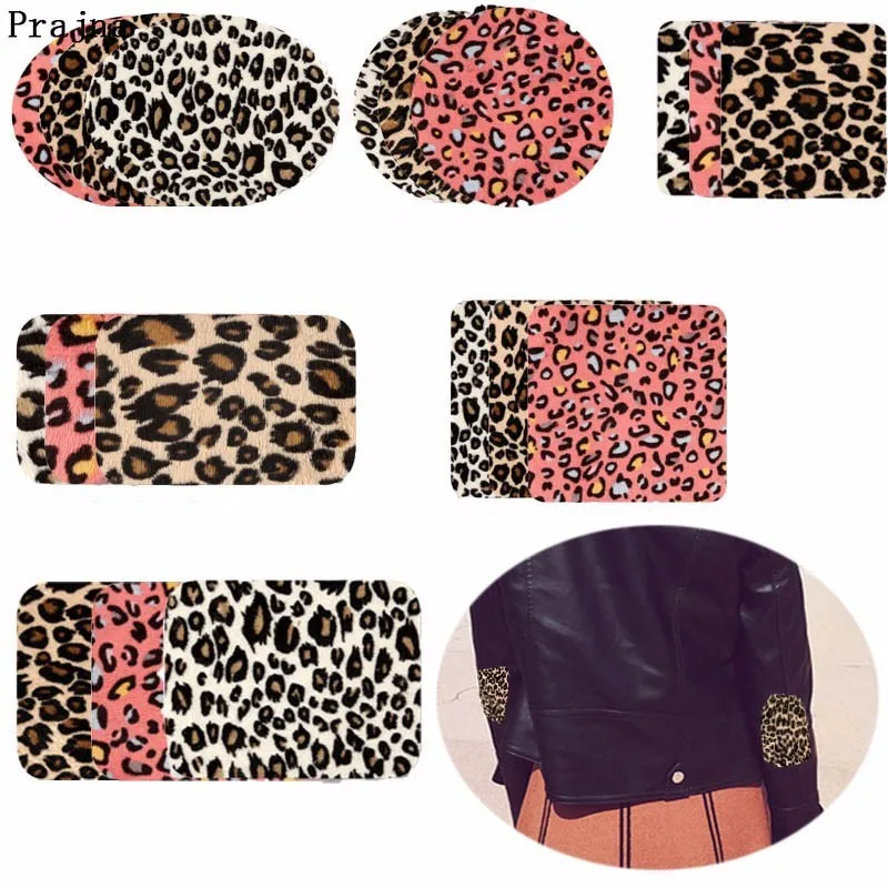 

Prajna Pink Leopard Print Elbow Patches Ironing Brown Knee Patch For Clothing Jeans DIY Repair Accessory Sticker Clothing Hole H