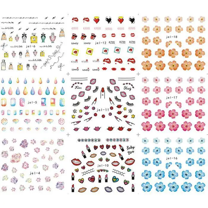 Модная разноцветная наклейки для ногтей с узорами Nail Art Украшение инструмент