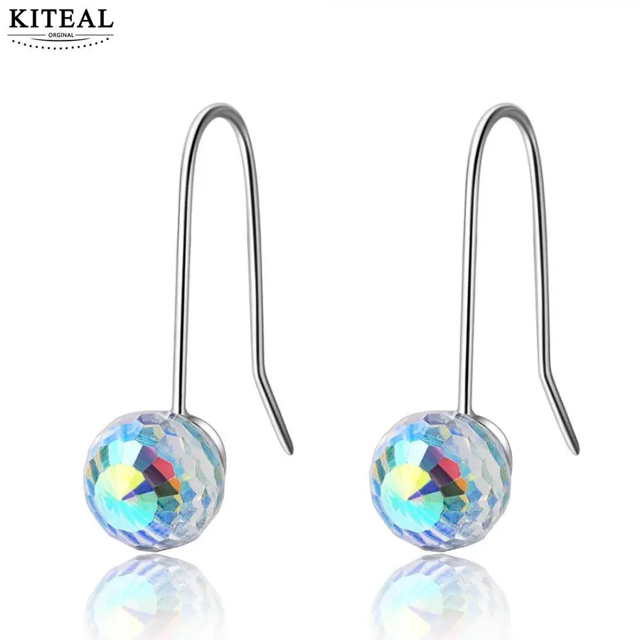 

KITEAL Wholesale 2019 new 925 jewelry silver plated women earring colorful clear shiny zircon cube brincos charm