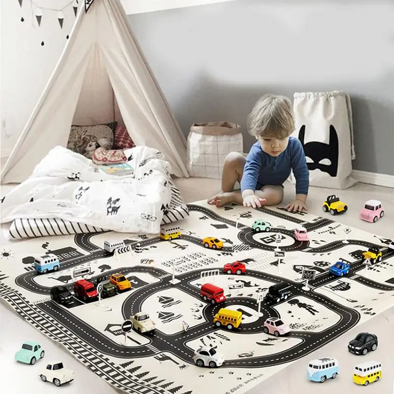 

North European Style Kids Car City Scene Taffic Highway Map Play Mat Educational Toys For Children Gym Games Road Carpet