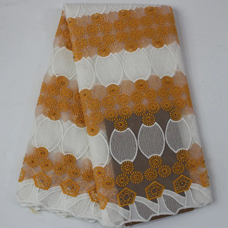 

Double-colors embroidered pattern with golden beads Tulle Lace fabric for dress PF155a Big sale good quality French Lace Fabric