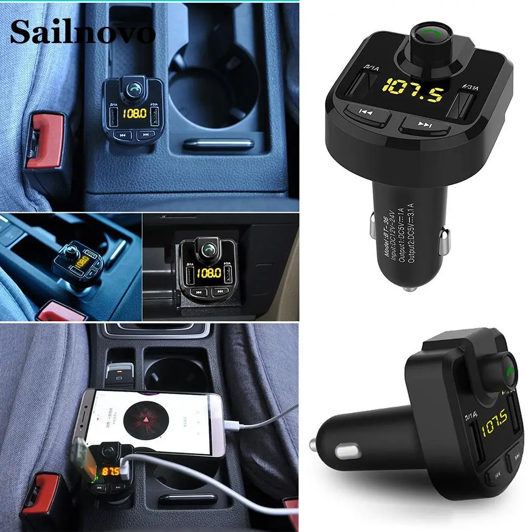 BT36 Car Bluetooth MP3 Player Dual USB Charger Hands-free FM Transmitter Modulator U Disk TF mp3 Audio | Автомобили и мотоциклы