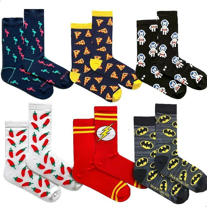 Новинка; носки для мужчин и женщин; забавные хлопковые носки в стиле Харадзюку С героями мультфильмов; Халк, Супермен, еда, пицца; Calcetines Hombre