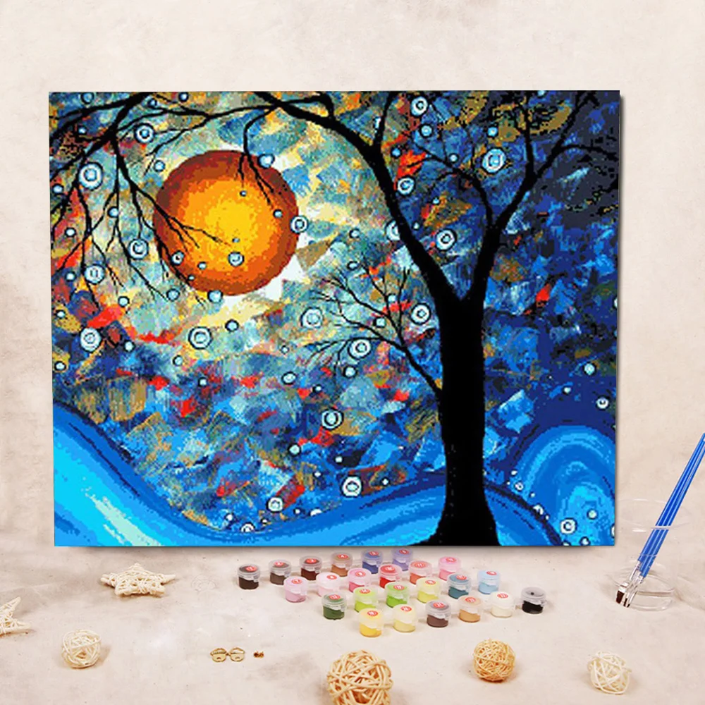 

Moonshine Oil Painting Unframed Picture By Numbers Abstract Landscape Animal DIY Digital Canvas Oil Painting Wall Art