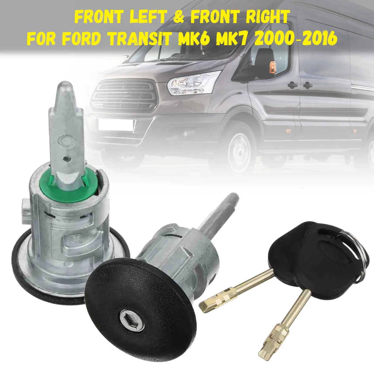 

2pcs Car Front Left & Right Door Lock Barrels + 2 Keys for Ford Transit MK6 MK7 2000-2016 060638 YC15-V220K51AA 4060639 YC15-V22