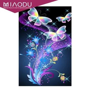 

Miaodu Diy Diamond Painting Flowers & Butterfly Full Square Resin Mosaic Handmade 3D Diamond Embroidery Cross Stitch Kits