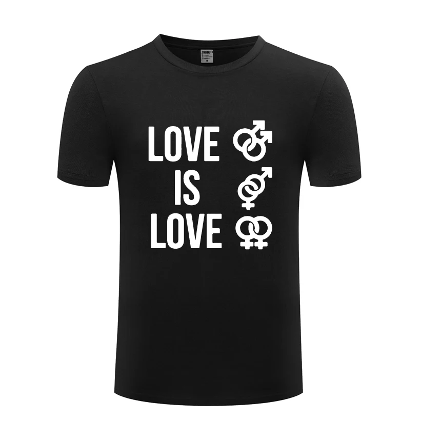Футболка мужская с надписью Love Is хлопковая Повседневная тенниска круглым