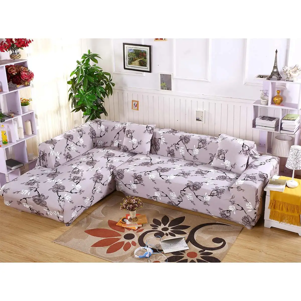 

Misty Garden 1/2/3/4 Seater All-inclusive Slip Sofa Cover Couch Protect Loveseat Slipcover Stretch Elastic Big Drawing Room