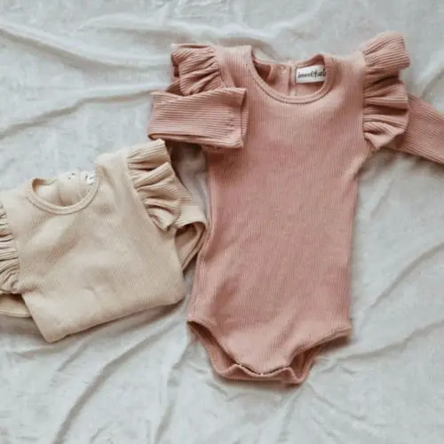 

2018 Solid Newborn Toddler Baby Girl Boy Jumpsuit Fly Shoulder Bodysuit Outfits Long Sleeve Sweater Clothes