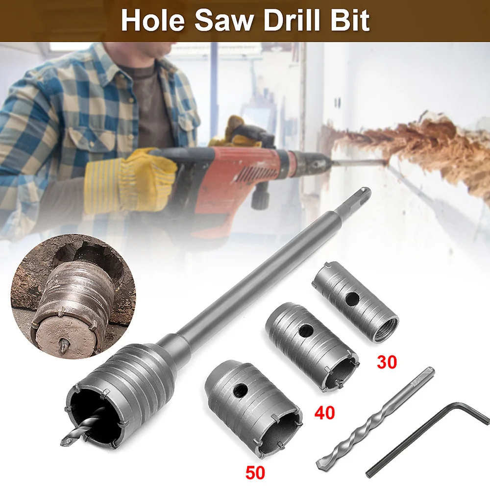 

SDS Plus Shank Hole Saw Cutter Concrete Cement Stone Wall Drill Bit with Wrench Hole Saw Drill Bit Set