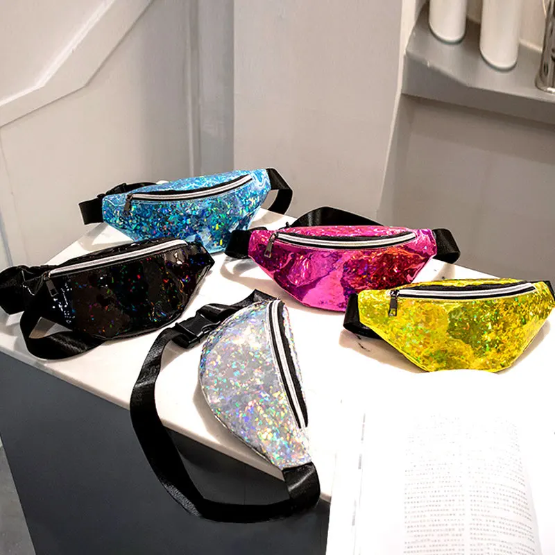 

Sequins Holographic Fanny Pack Feminina Waist Pack Women's Laser Chest Waist Bag Women Belt Bag Bum Bag 2019 New