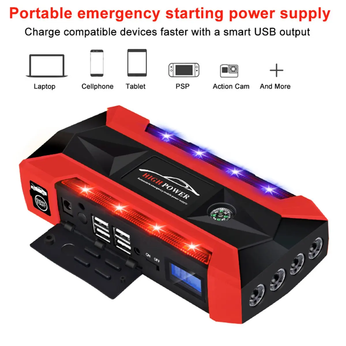 89800mAh 12V Car Battery Charger Starting Multifunctional Jump Starter USB Emergency Start Power with Safety Hammer