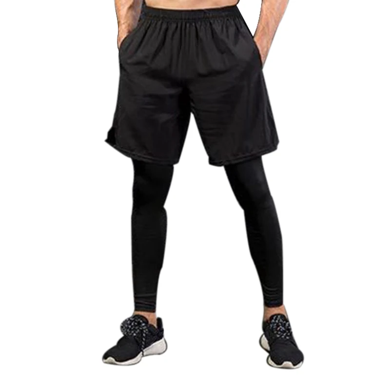 New Winter Men Running Tights Compression Tights Sport Leggings Two