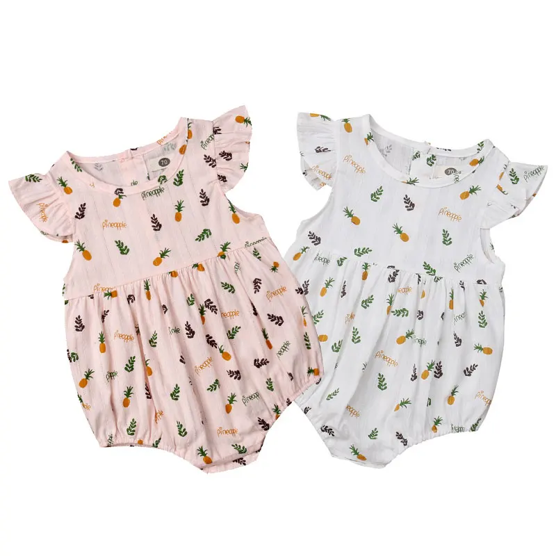 Floral Pineapple Newborn Baby Girl Clothes Ruffles Sleeve Cotton Infant