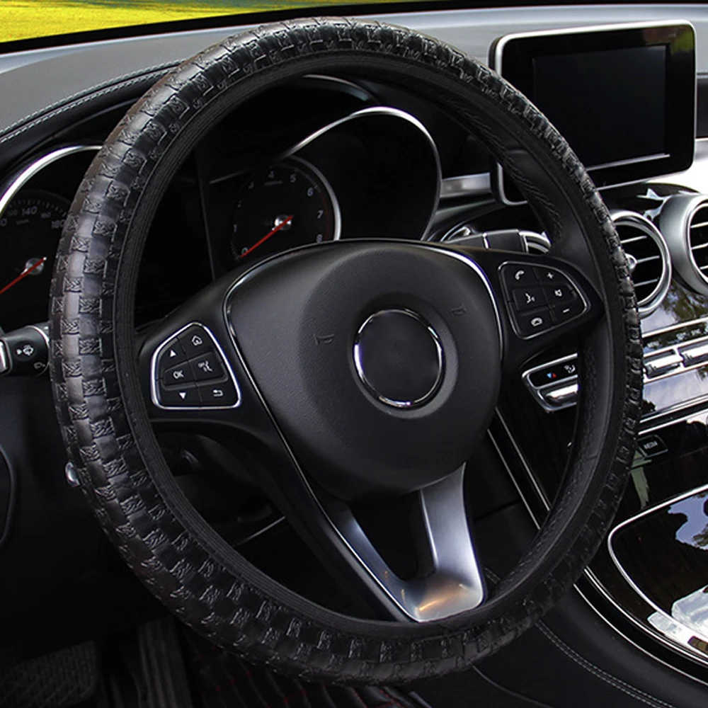 

Car Steering Covers Artificial Leather Auto Decoration Knit Texture 6 Colors Car-styling Interior Accessories Elastic Universal