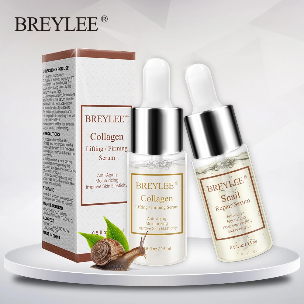 

BREYLEE Snail Serum Collagen Serum Hyaluronic Acid Repairing Lifting Firming Essence Anti-aging Moisturizing Face Skin Care 1pcs