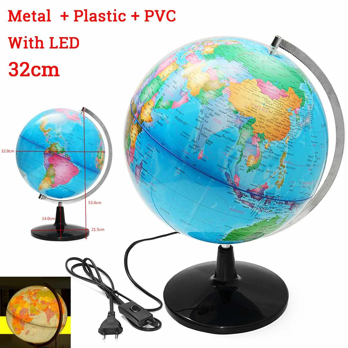 

32CM Terrestrial World Globe Earth Map Geography Education Toy Map With Rotating Stand Home Decoration Office Ornament