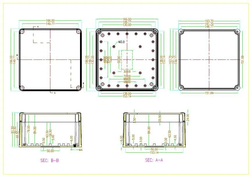 166*166*91 мм IP68 водонепроницаемый корпус для электронных проектов корпус DIY Распределительная коробка открытый погодостойкий инструмента PCB доски световой короб