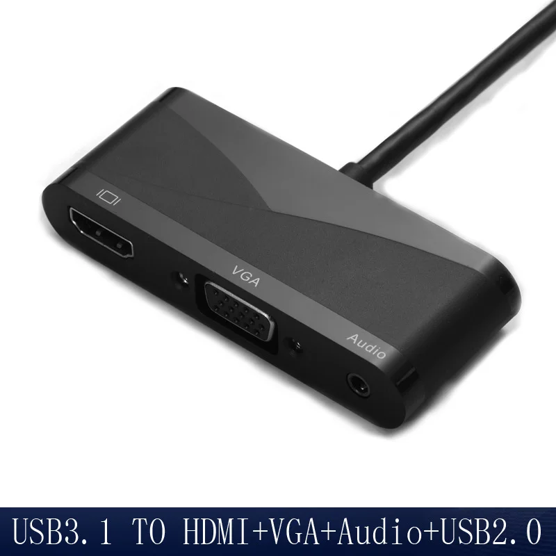 Кабель для конвертации аудиоинтерфейса Type C в HDMI4Kx2K + VGA USB2.0 с 3 5 мм| |