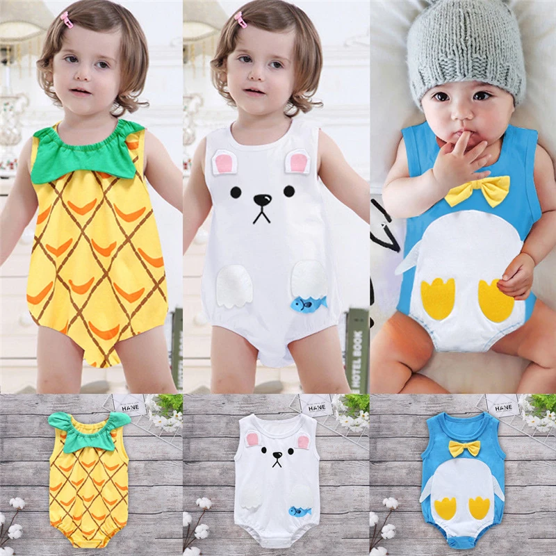 2019 Новые милые дети новорожденных комбинезон для маленьких мальчиков и девочек Комбинезон Детский костюм Пляжный наряд жаркое лето